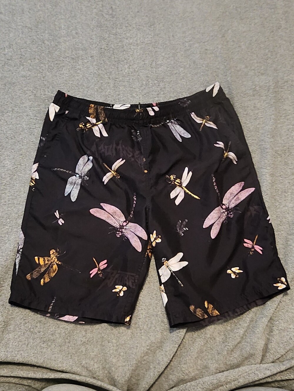 Broken Promises Men’s Swim Trunks Large Dragonfly, Black Shorts Travel Beach